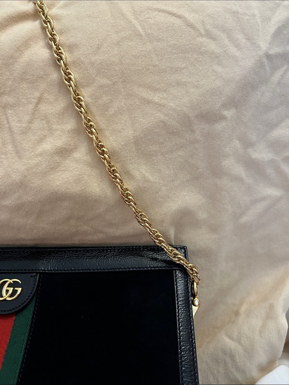 RARE Gucci Ophidia chain shoulder bag black suede large♥️ - Picture 5 of 10
